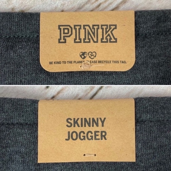 NWT Small PINK Victoria’s Secret Skinny Fleece Joggers Plaid Lounge Athleisure - Picture 2 of 9